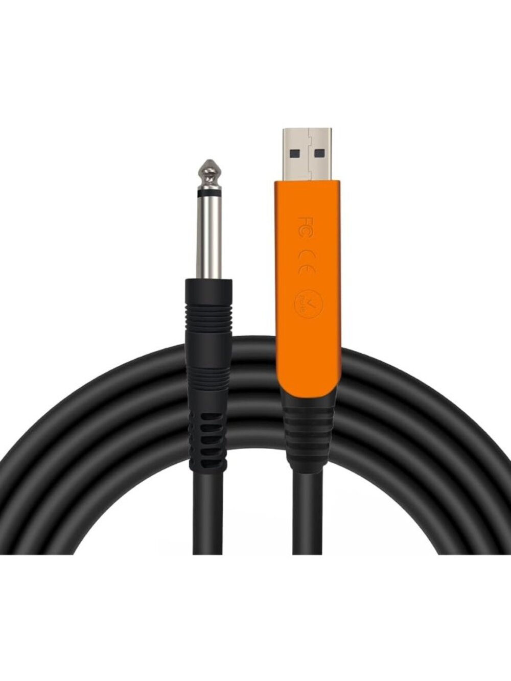 10FT USB Guitar Cable - 1/4" Audio Adapter for Recording Instruments, PC & Mac